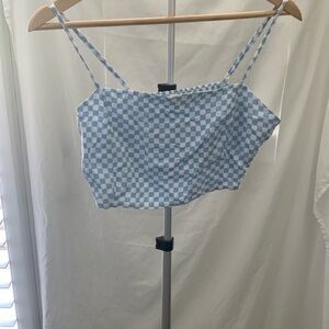 La Hearts Blue and White Checkered Camisole